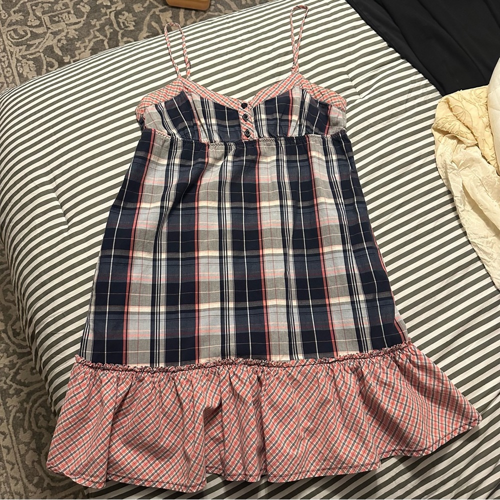 Plaid Spaghetti ruffle dress